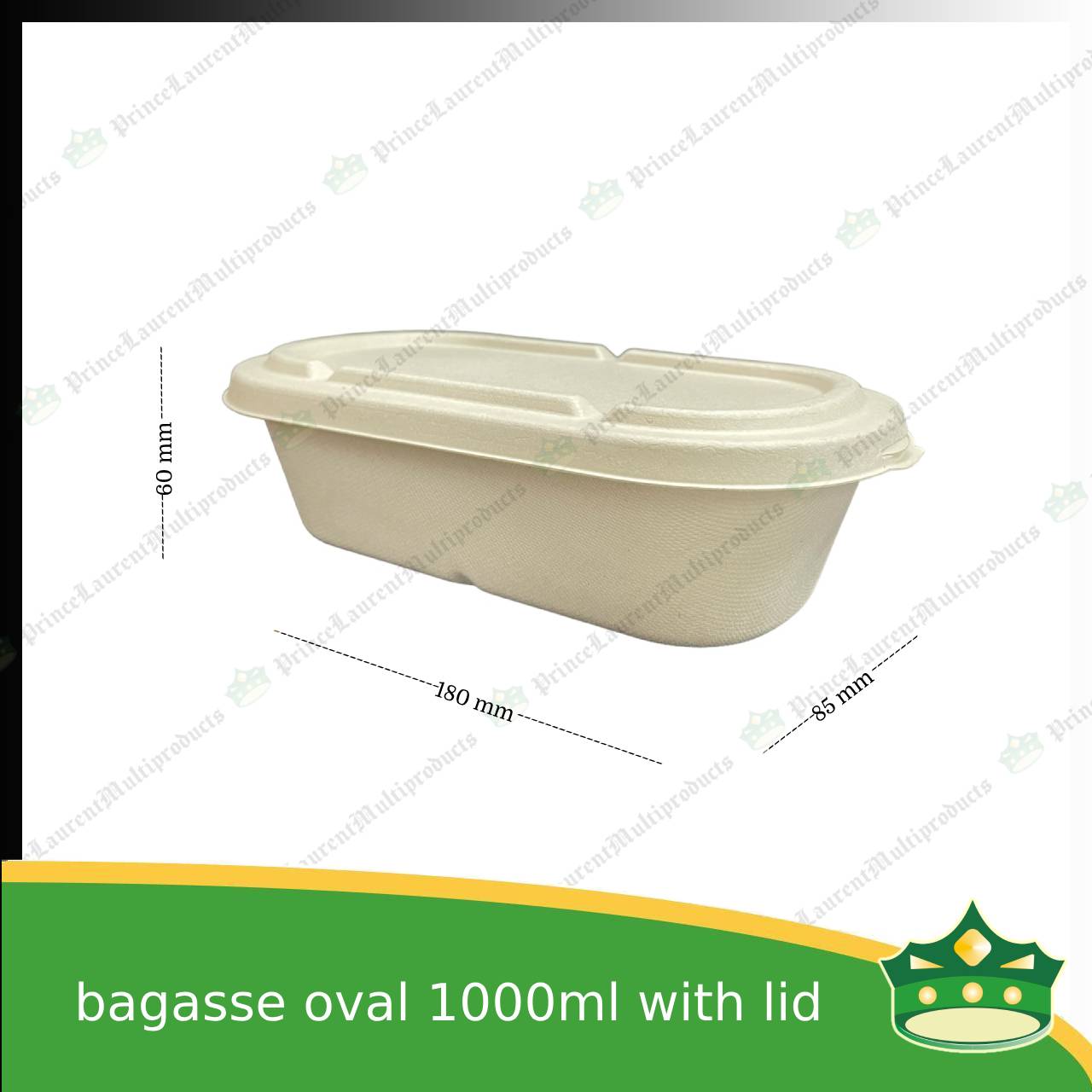 [50 pcs] bagasse oval 1000ml container with lid for compostable biodegradable take away boxes