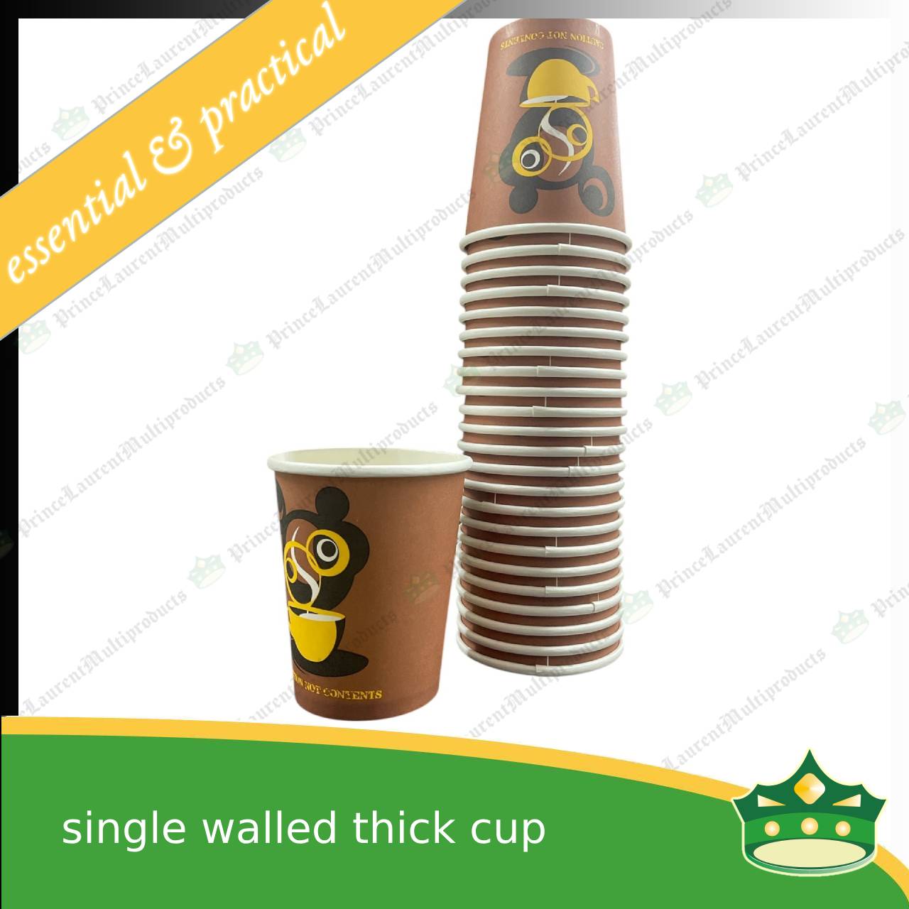 [100 pcs] single walled coffee cup with print 9oz with or without lid for brew coffee, brew tea, hot chocolate or any hot beverages