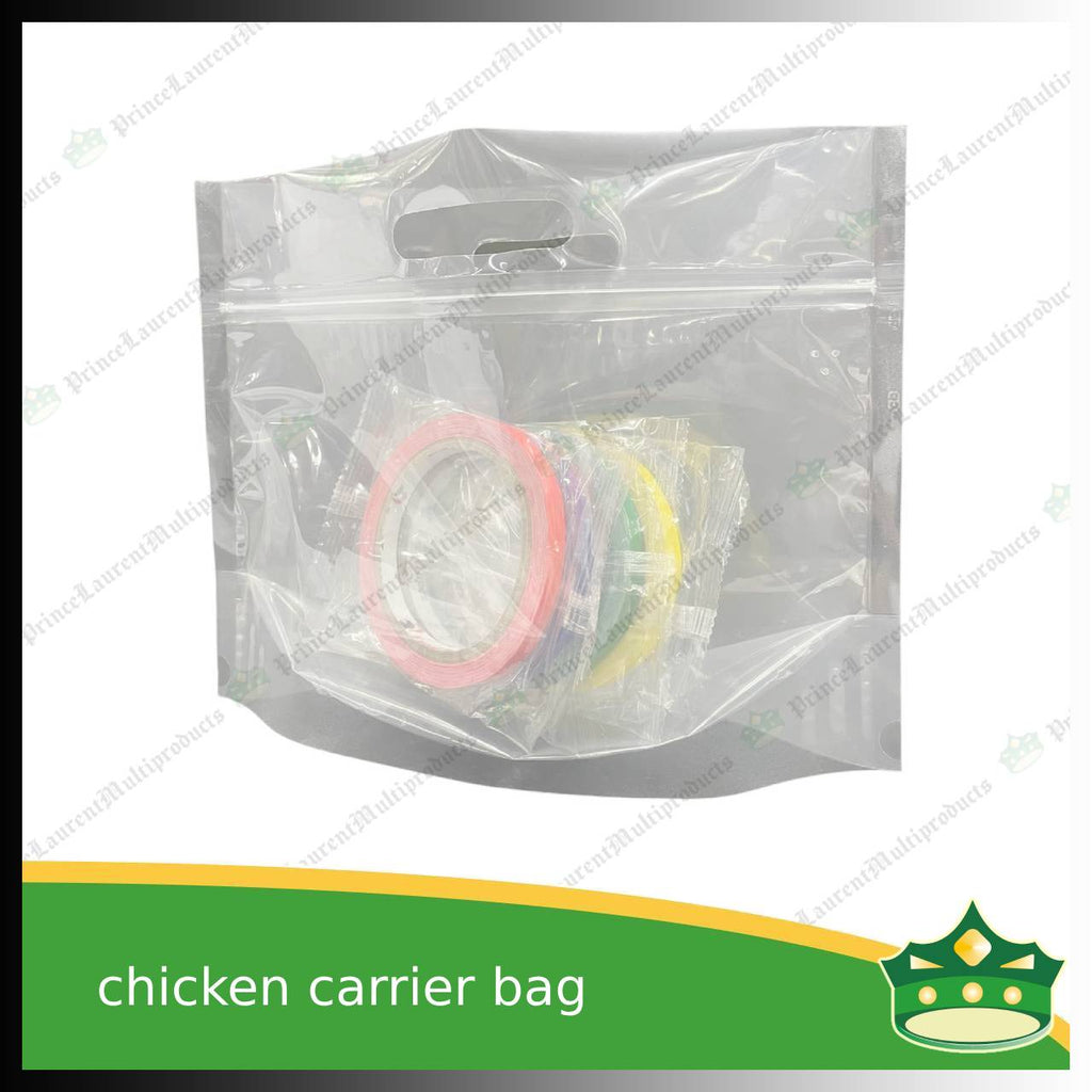 [100 pcs] cpack chicken carrier bag translucent with ziplock 300x220x110mm for takeout of whole roast chicken