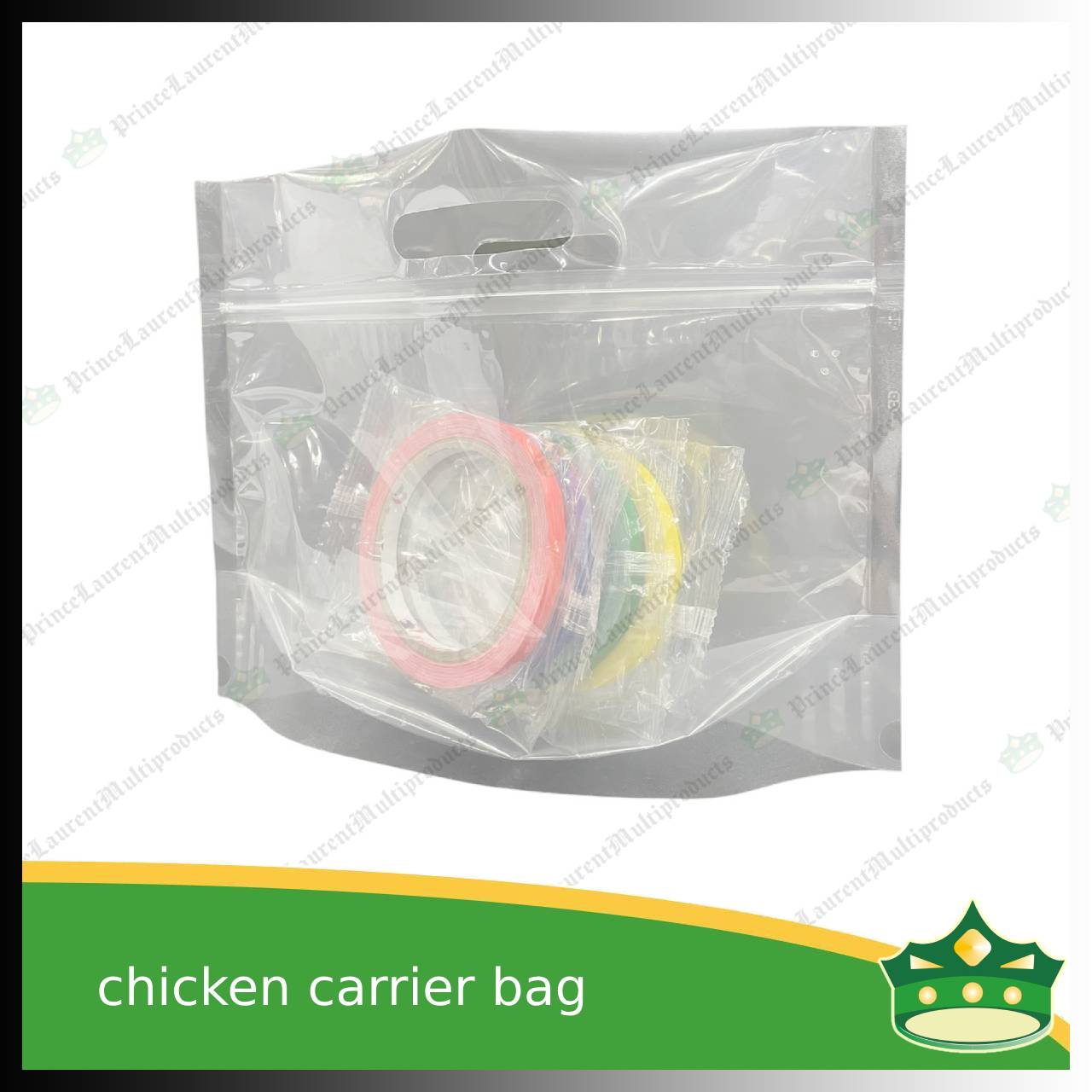 [100 pcs] cpack chicken carrier bag translucent with ziplock 300x220x110mm for takeout of whole roast chicken