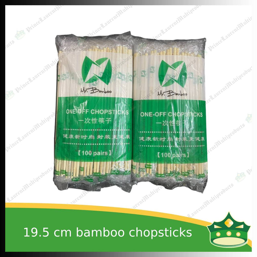 [100 pcs] bamboo chopsticks 19.5cm individually plastic wrapped as disposable biodegradable cutleries for takeouts as utensils