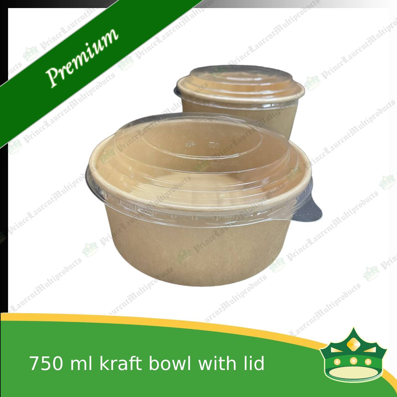[50 pcs] kraft bowl with lid 750cc laminated wide mouth for salad, rice meal, other food products