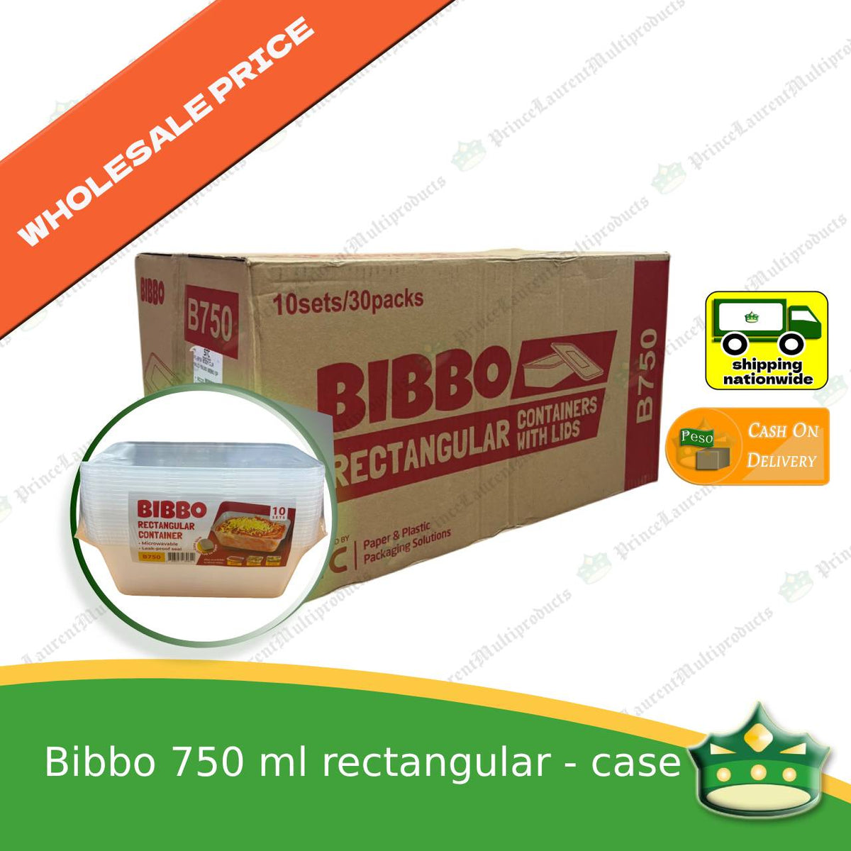 [300 pcs] Bibbo 750 ml rectangular microwavable container with lids for packed meals rice lunch wholesale