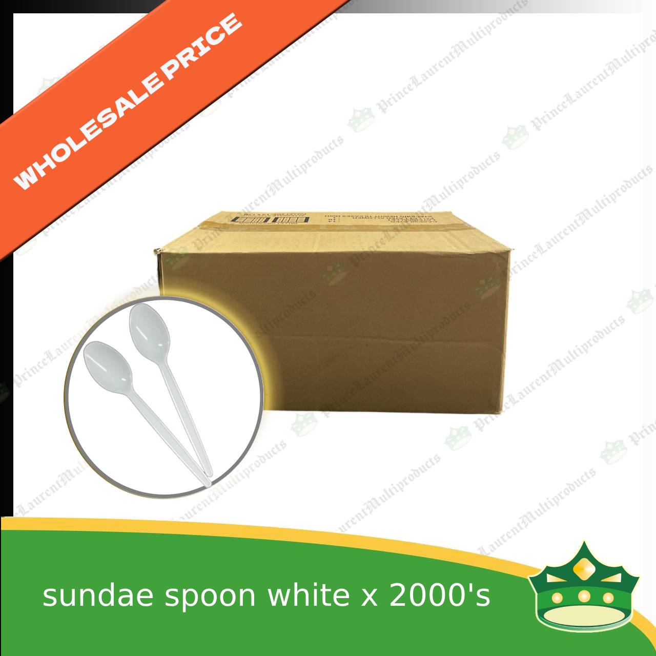 [1 case] sundae, dessert or mini plastic spoon white