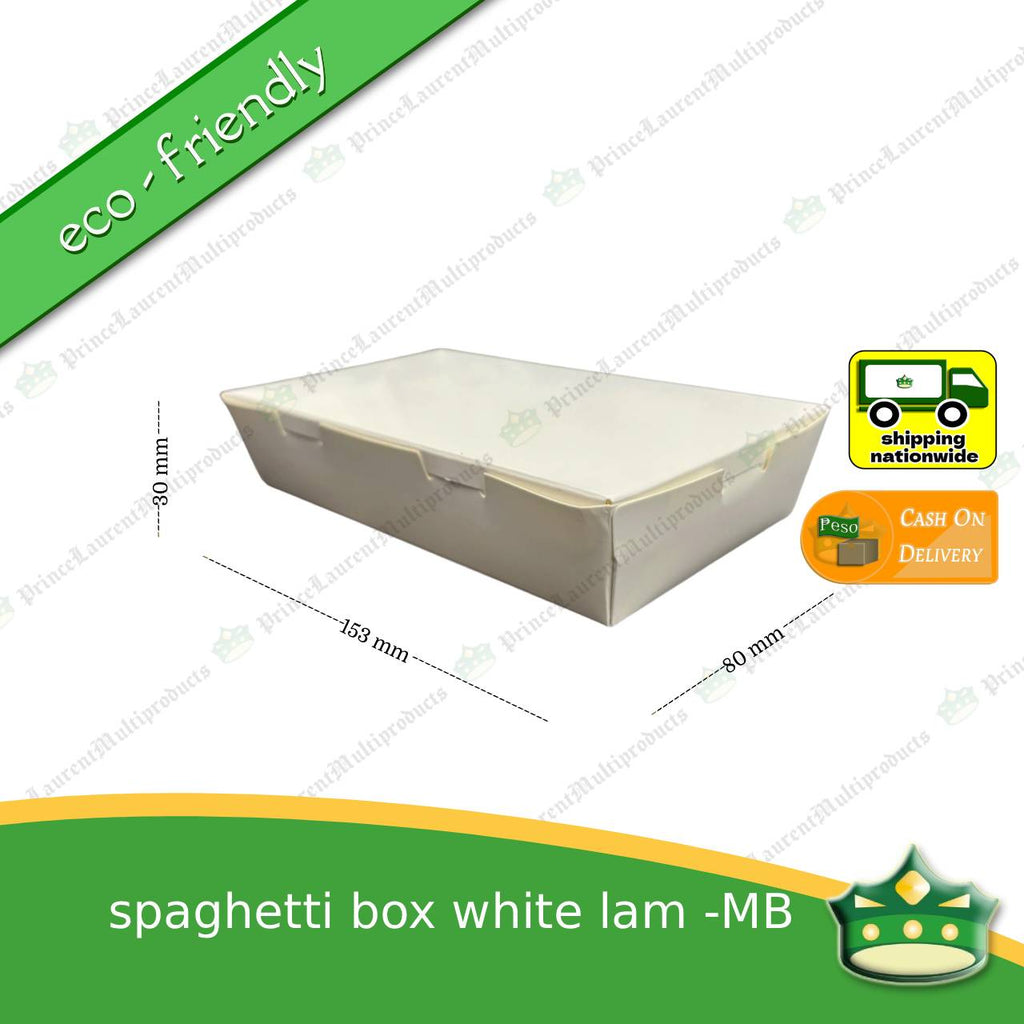 [600 pcs] Paper Spaghetti Box Laminated White for Take-Out 500cc (mrB) Eco-Friendly Disposable Kitchen Supply