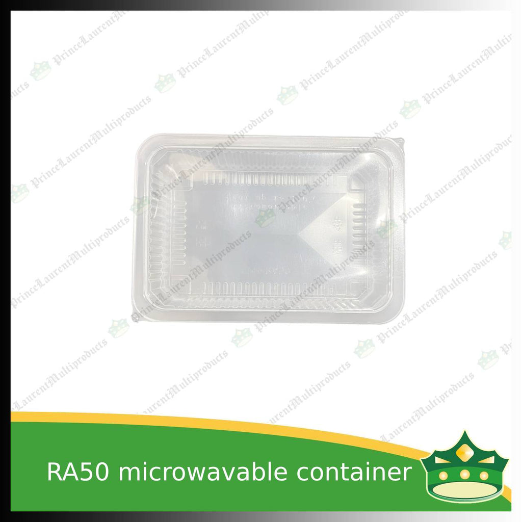 [50 pcs] ra50 750ml pp clear microwavable plastic rectangular container with lid