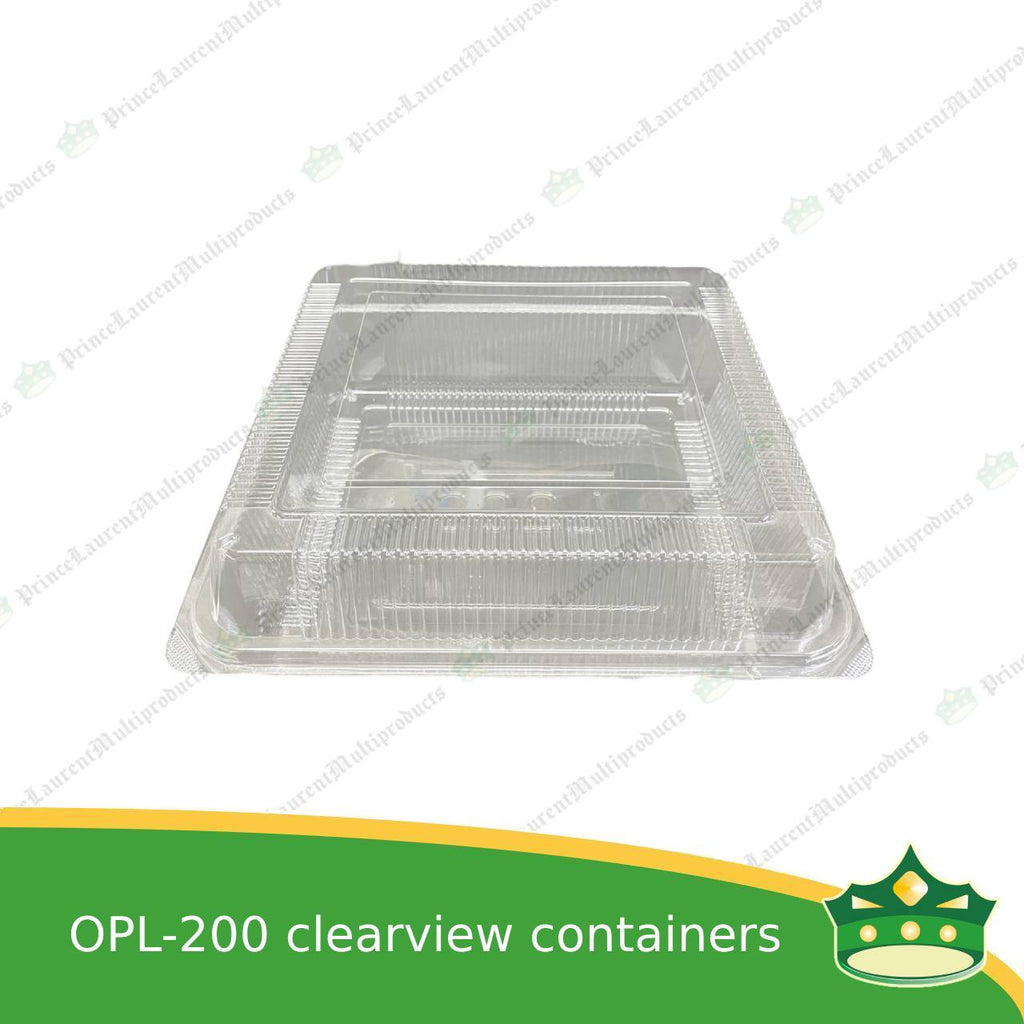 [50 pcs] clear clamshell OPL-200 LARGE OPS clearview food containers for any food products, muffins, cakes, chiffon, cupcakes, salad, fruit, baked goods