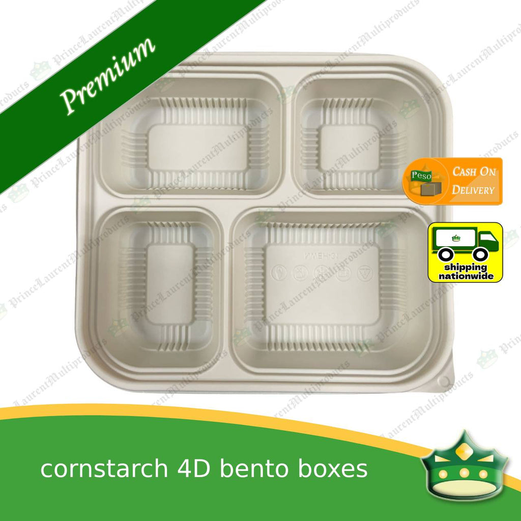 [50 pcs] cornstarch 4D bento box compostable food box biodegradable meal box