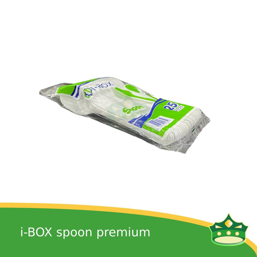 [25 pcs] iBox premium plastic hard spoon or fork white 6.75 inches length disposable cutleries for parties events and celebration