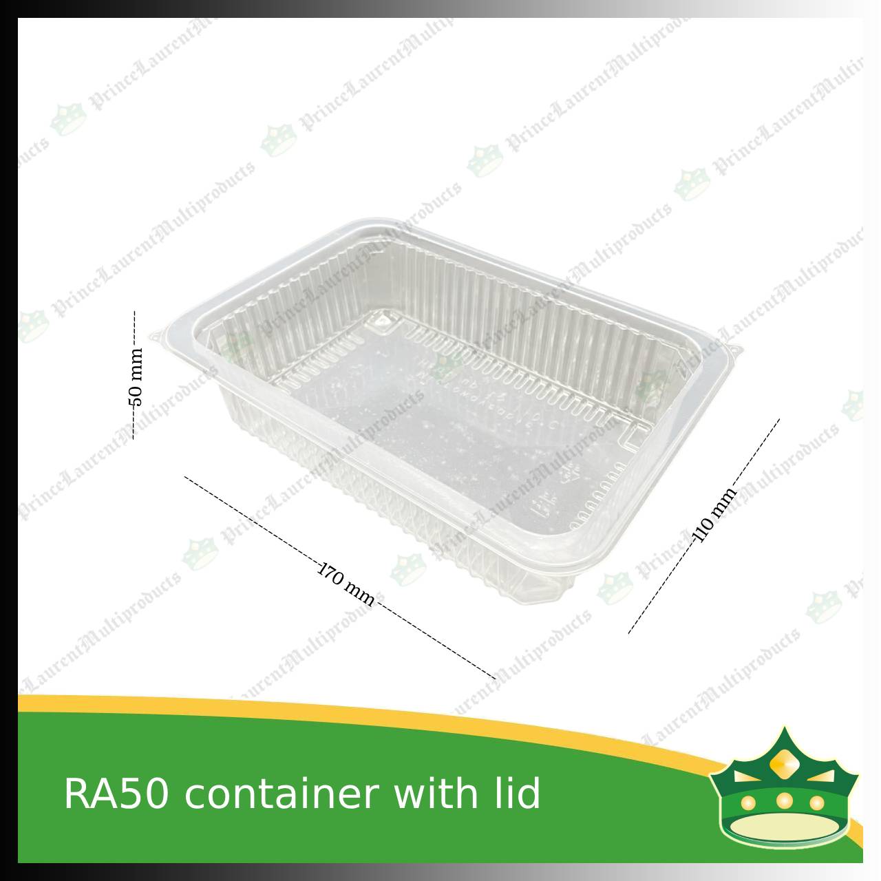 [50 pcs] ra50 750ml pp clear microwavable plastic rectangular container with lid