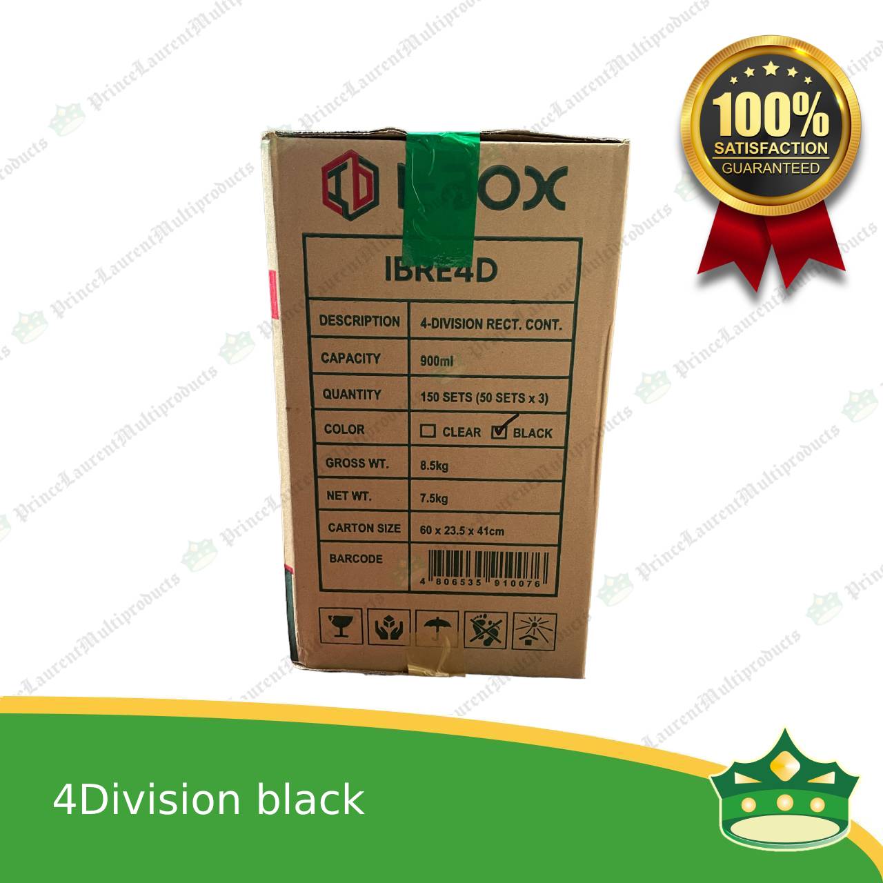 [150 pcs] iBox brand 4 division microwavable bento boxes black body clear cover for food packs & catering events parties meetings & many more