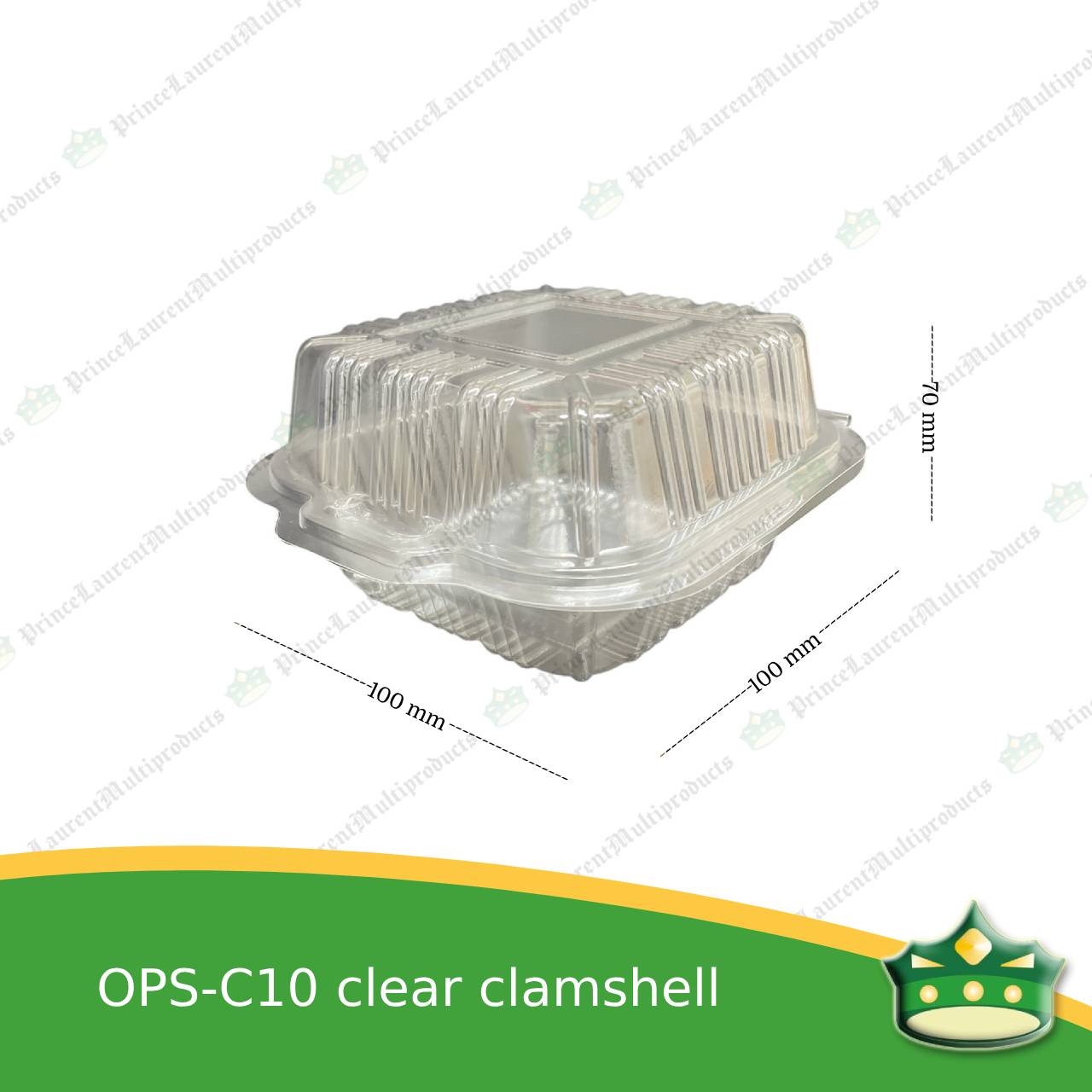 [100 pcs] clear square clamshell OPS-C10 clearview food containers for any food products, sliced cakes, pastries, cookies.