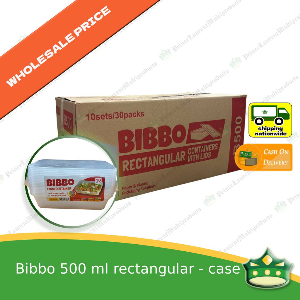 [300 pcs] Bibbo 500 ml rectangular microwavable container with lids for packed meals rice lunch wholesale
