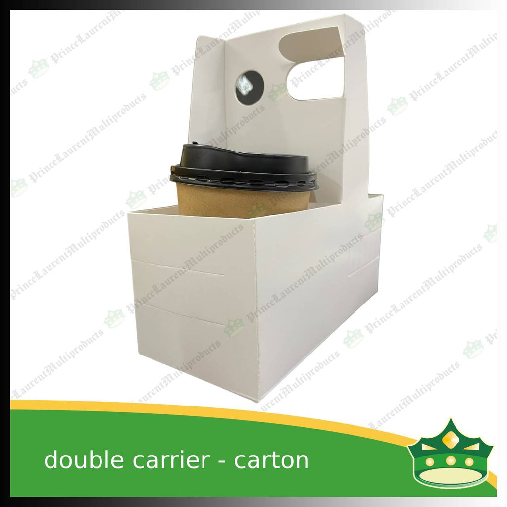 [50 pcs] double cup carrier carton white for take out of beverages, milktea, coffee