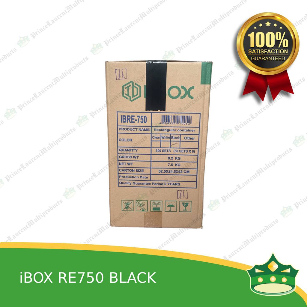 [300 pcs] IBOX brand re750 BLACK microwavable plastic rectangular containers take out for meals and other food products