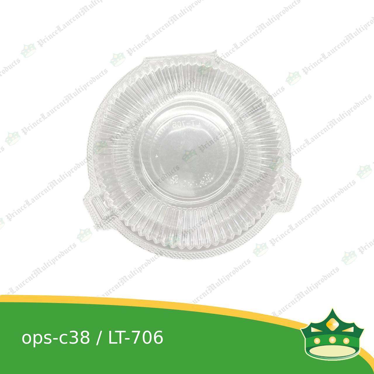 [50 pcs] clear clamshell OPS-c38 round OPS clearview food containers for any food products, muffins, cakes, chiffon, cupcakes, salad, fruit, baked goods
