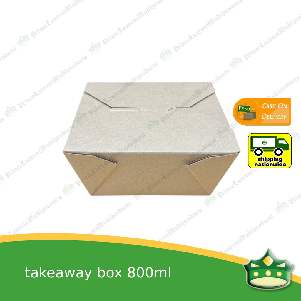 [50 pcs] takeaway box kraft 800ml laminated for take-out meals, viands, snacks, noodes, pansit, ulam, rice toppings, fried chicken, chicken pops and other products, saucy food