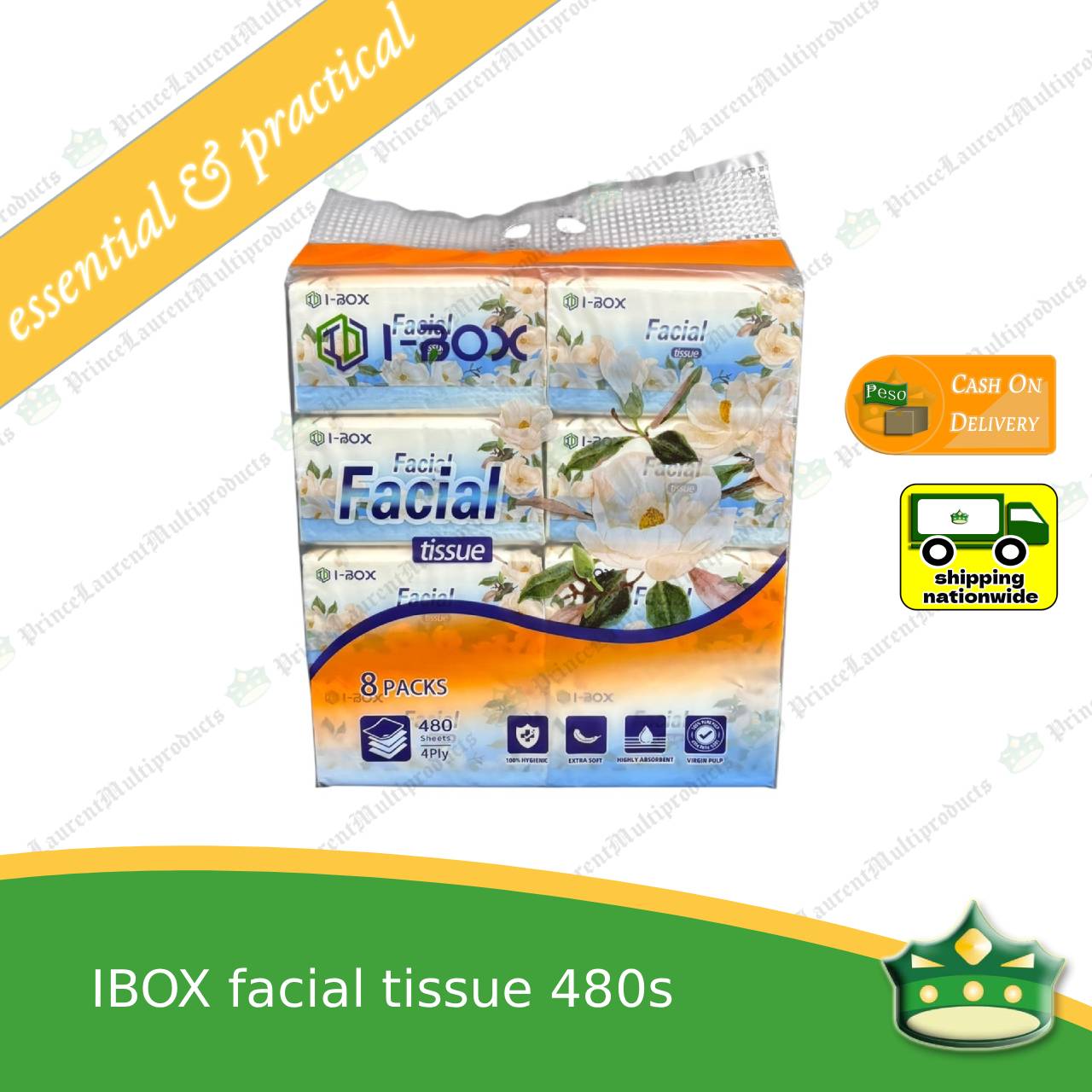 [480 sheets] facial tissue white 480's IBOX for personal, office or household uses