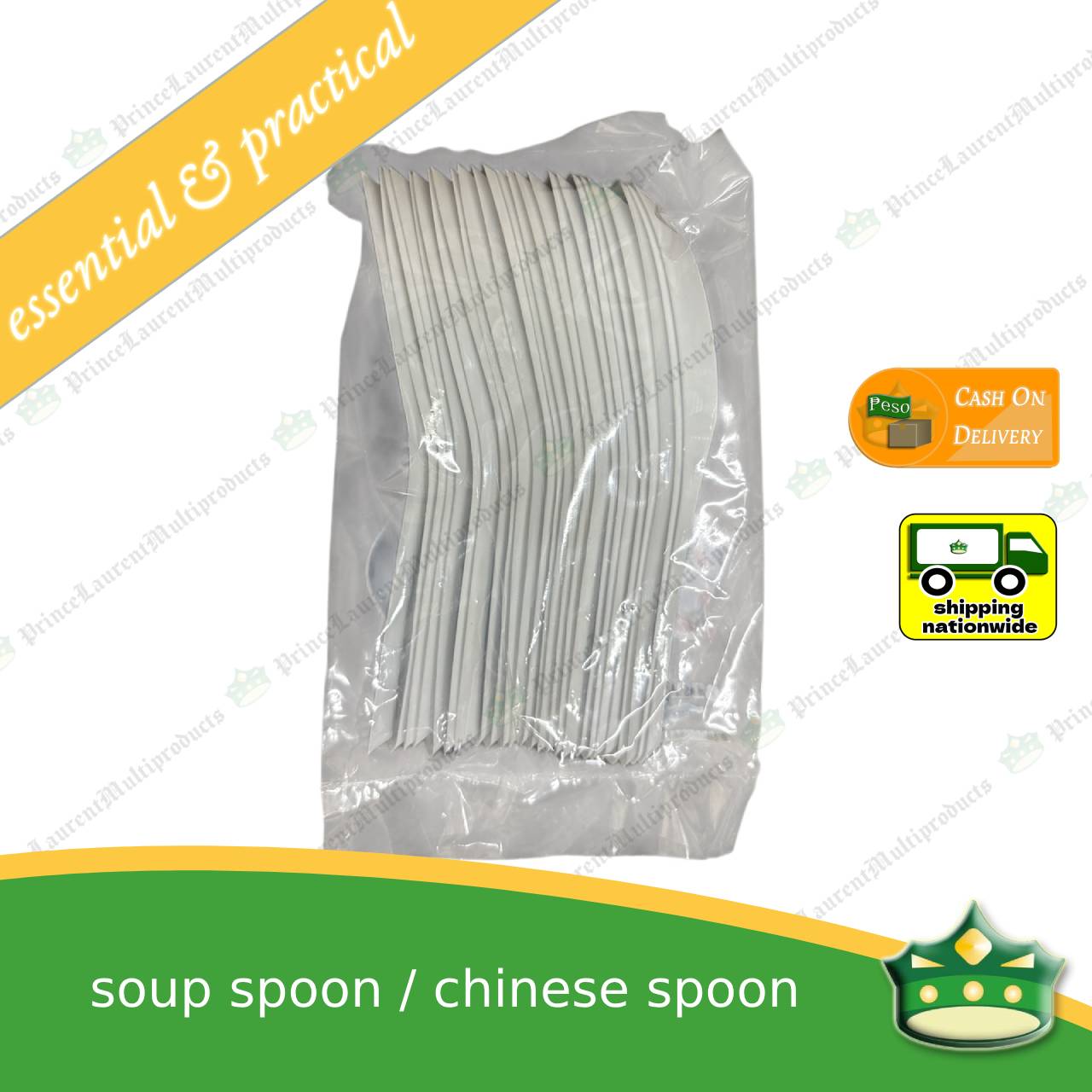 [25 pcs] plastic soup spoon white or disposable Chinese spoon for soups, desserts