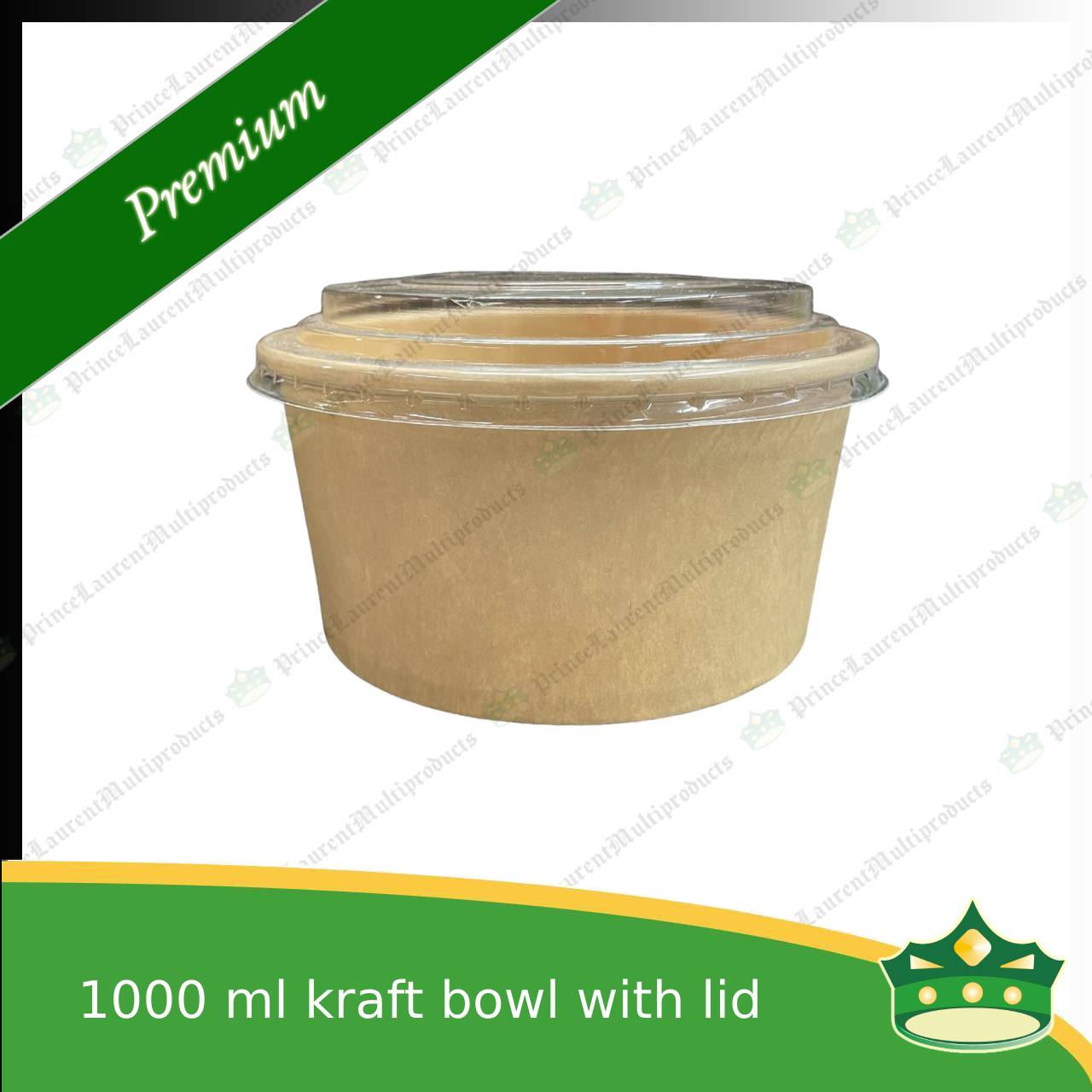 [50 pcs] kraft bowl with lid 1000cc laminated wide mouth for salad, rice meal, other food products