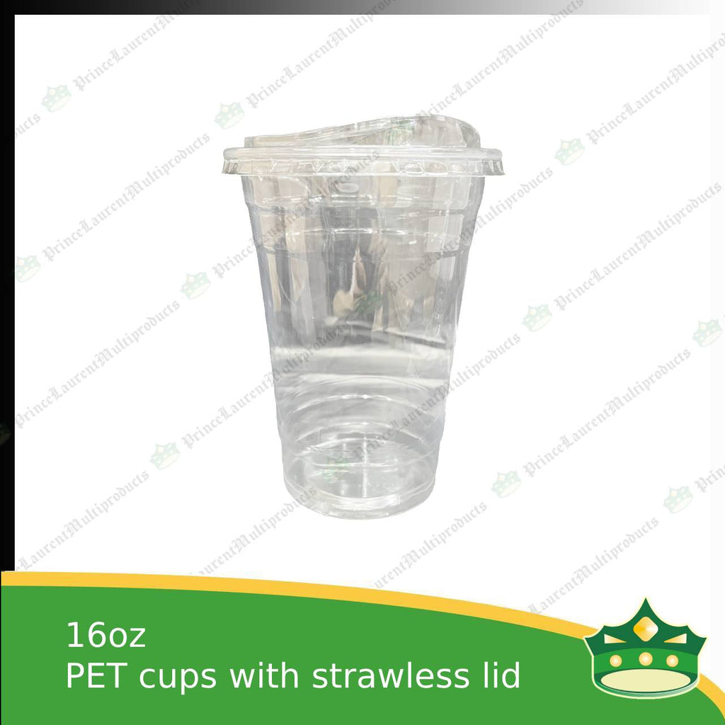 [100 set] PET cups 12oz, 16oz, 22oz crystal clear cups with strawless lid with sip-hole for iced coffee, frappuccino, lemonades, iced latte and other cold beverages