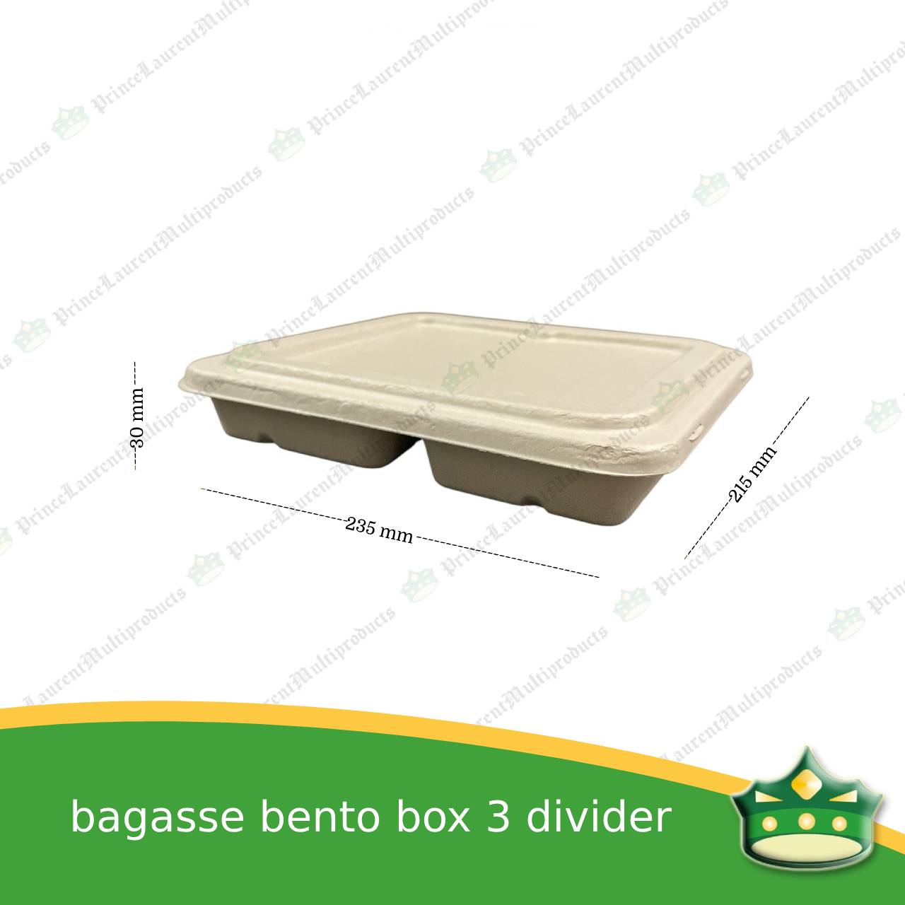 [50 pcs] bagasse bento box 3 division with lid for eco-friendly alternative on food take-outs, packed meals
