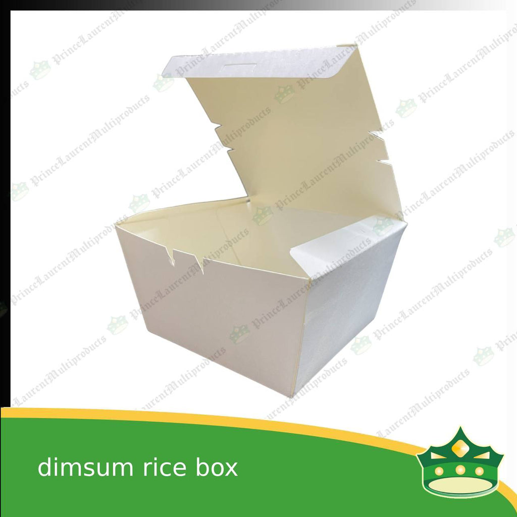 [25 pcs] paper dimsum rice box laminated white for take-out take home away meal pack for dimsum w/ rice or noodles
