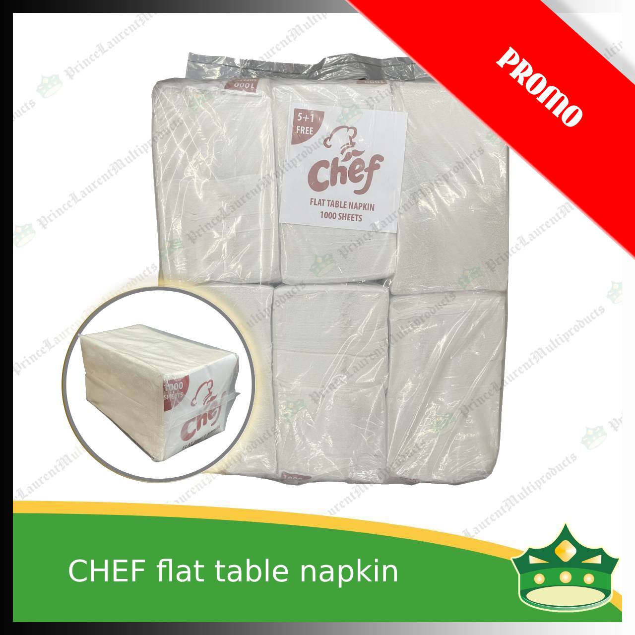 [5+1] flat table napkin MG pulp white for food & catering services, hospitality services, household uses