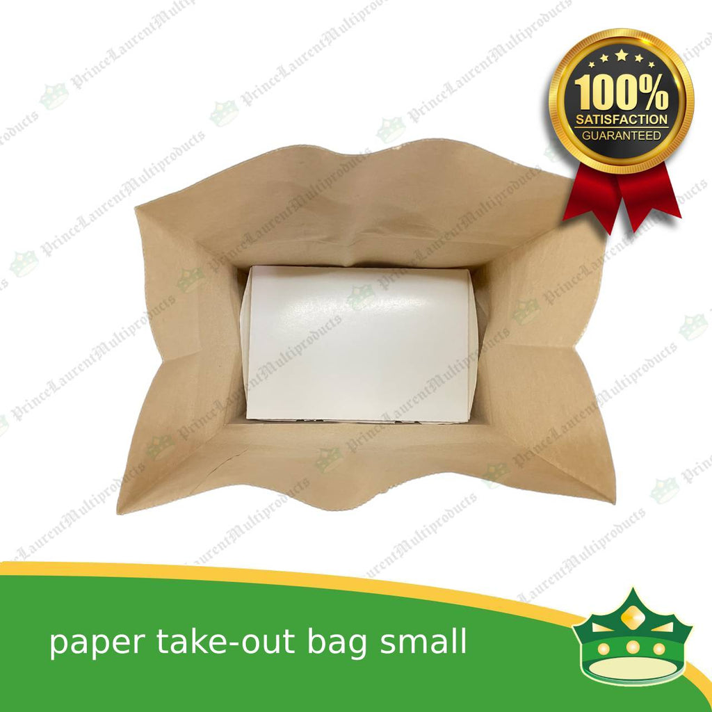 [100 pcs] paper take out bag small for take away and delivery packaging perfect fit for paper food boxes