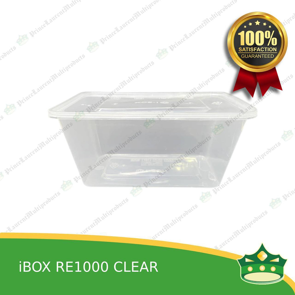[300 pcs] IBOX brand re1000 CLEAR microwavable plastic rectangular containers take out for meals and other food products