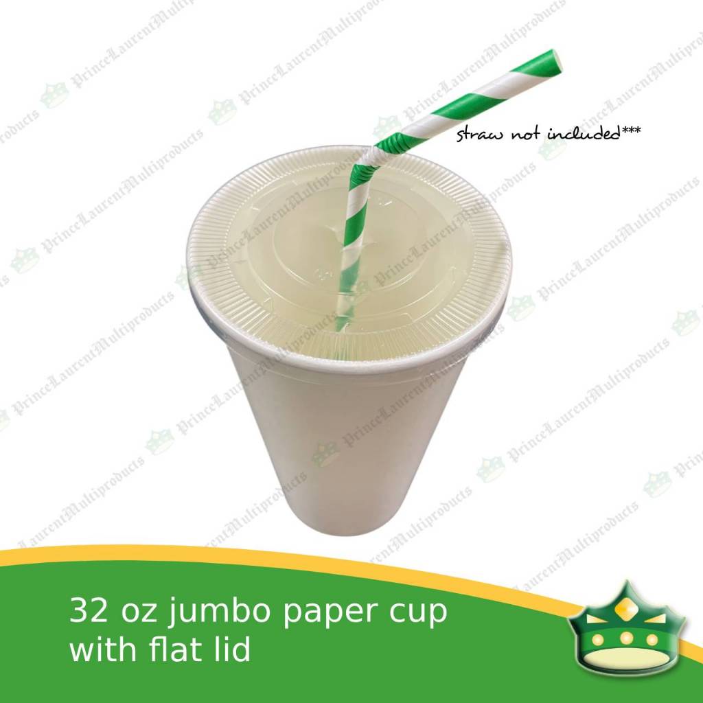 [100 pcs] 32oz cup only or with flat cover or with 390 bowl as combo drink meal