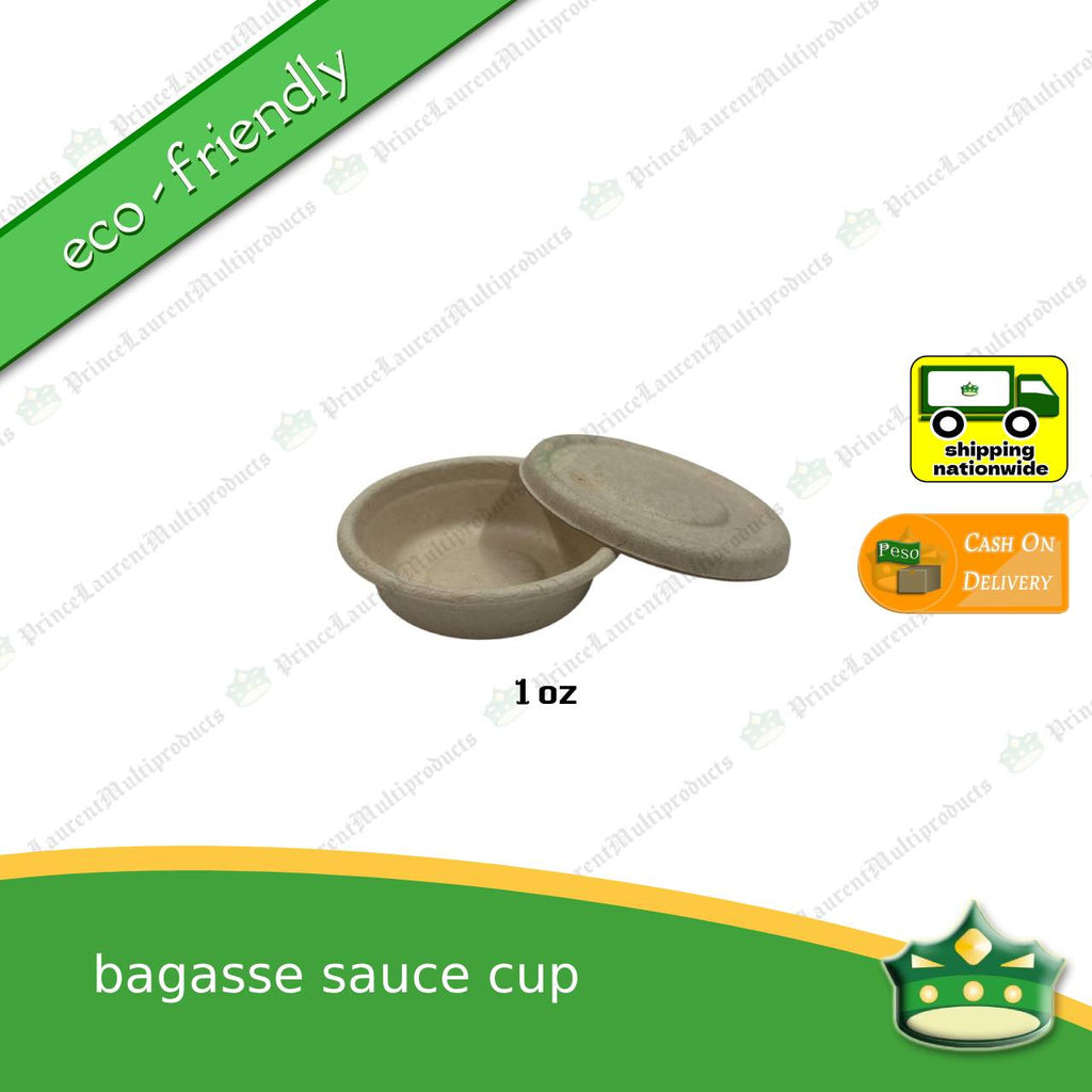[50 pcs] bagasse sauce cup with lid for sauces and condiments