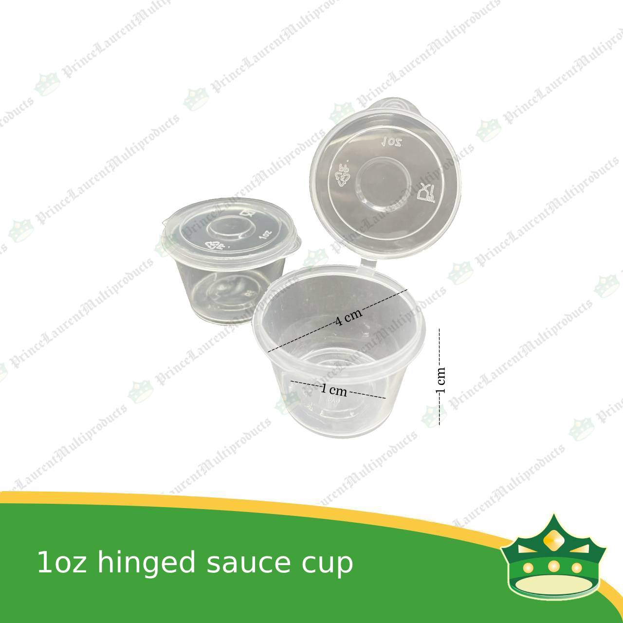 [100 pcs] 1 oz hinged sauce cup clear microwavable plastic with attached lid for take out of sauce gravy specimen / sample cup
