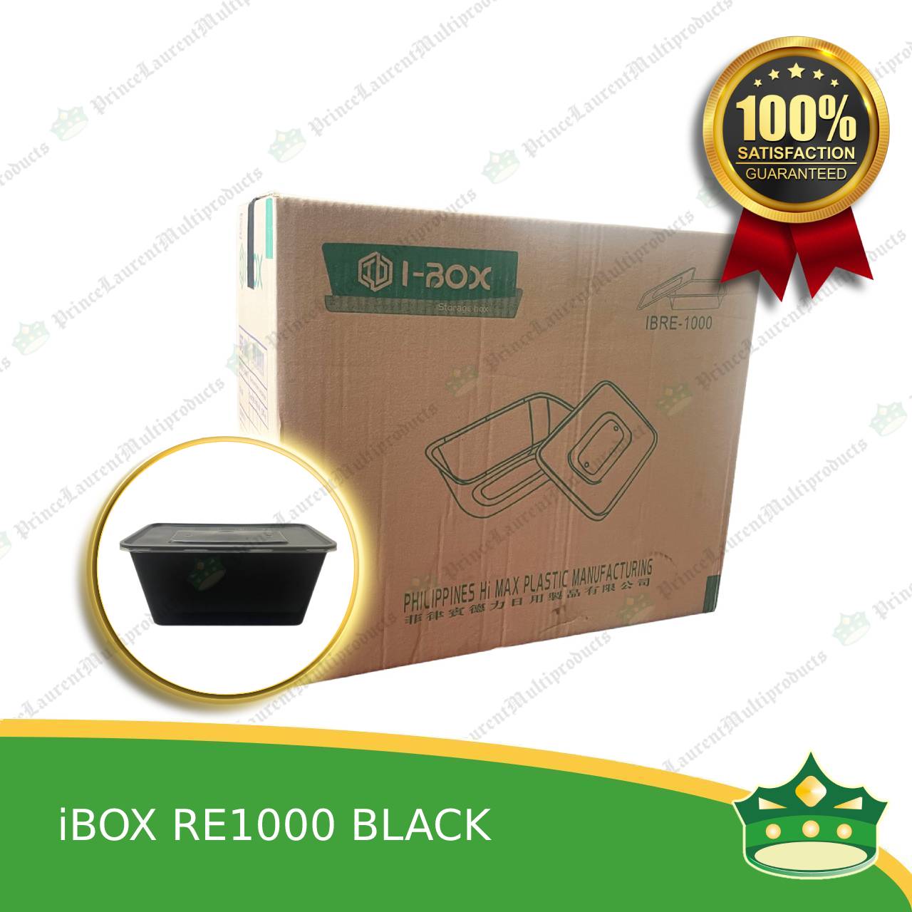 [300 pcs] IBOX brand re1000 BLACK microwavable plastic rectangular containers take out for meals and other food products