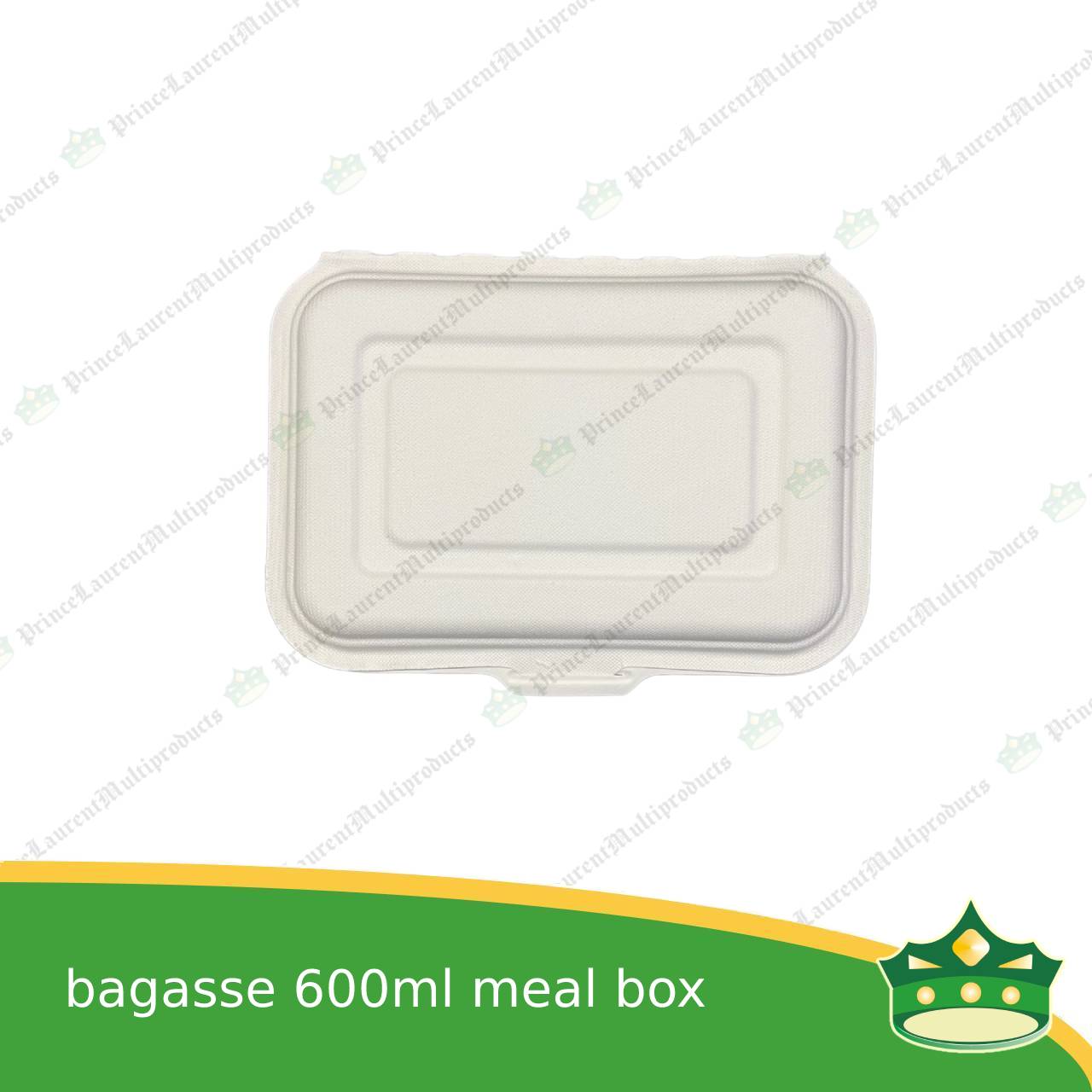 [50 pcs] bagasse 600ml meal box paper take out food box compostable biodegradable take away boxes for meals, rice toppings, catering food