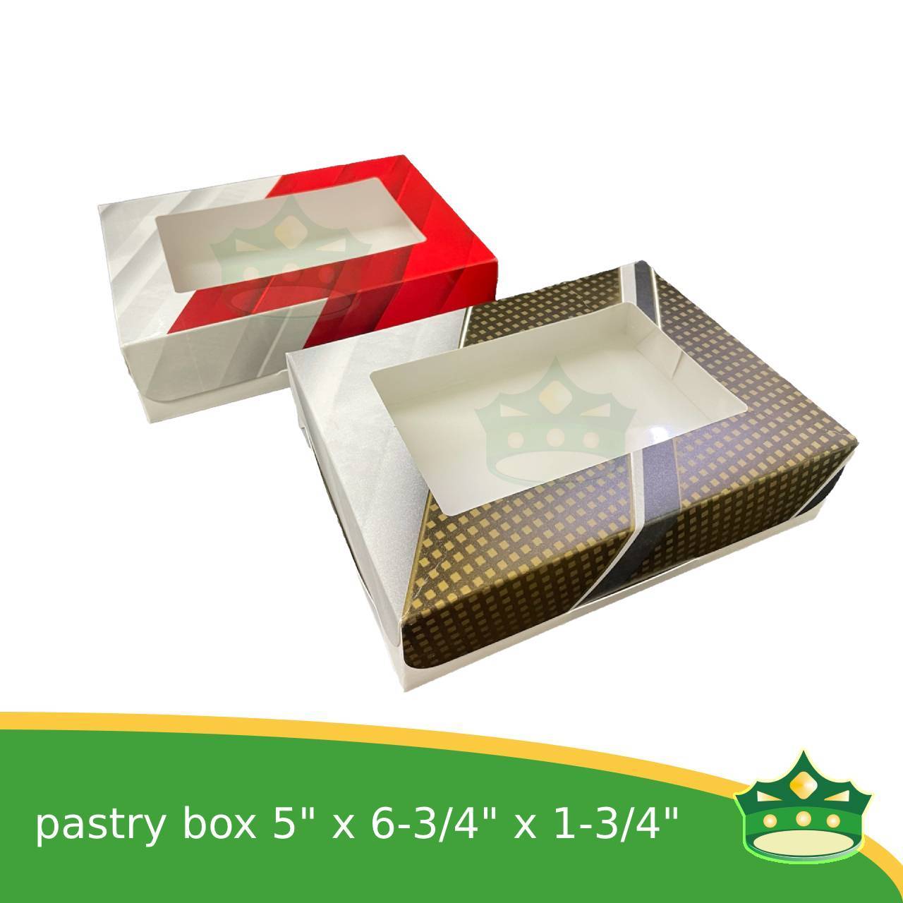 [20 pcs] 5x6-3/4 printed pastry box with window as one piece, for pastries, gifts, cookies, goodies, and other food items