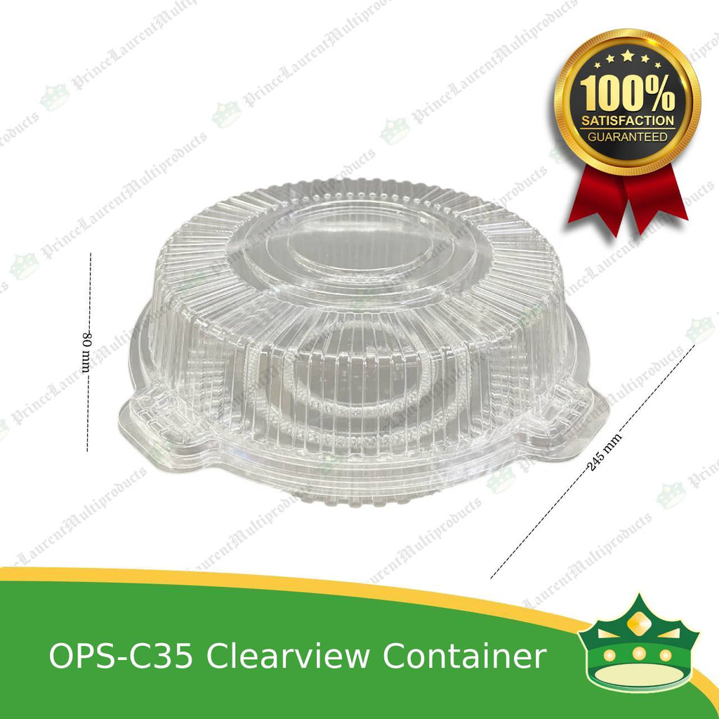 [50 pcs] clear clamshell OPS-c35 round OPS clearview food containers for any food products, muffins, cakes, chiffon, cupcakes, salad, fruit, baked goods
