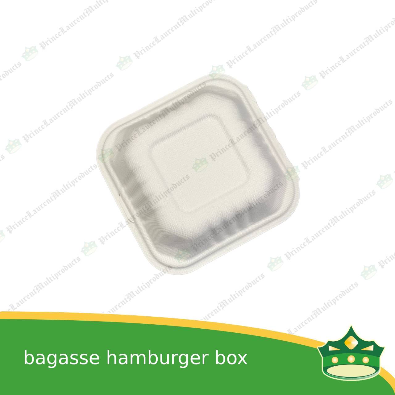 [50 pcs] bagasse hamburger square meal box paper take out food box compostable biodegradable take away boxes for hamburgers, sandwiches, meals, rice toppings, catering food