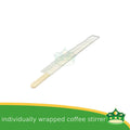 [500 pcs] individually wrapped wooden stirrer 5.5" for coffee take-outs, food service providers, catering supplies, hospitality industry
