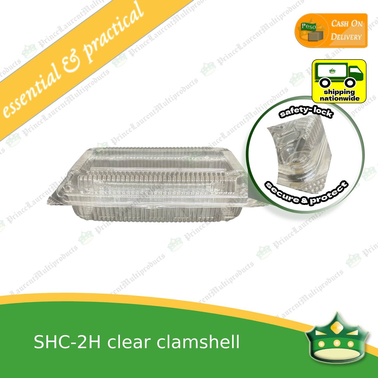 [50 pcs] clear clamshell SHC-2H C201 OPS clearview food containers for any food products, leche flans, tarts, macaroons, salad, fruits, baked goods