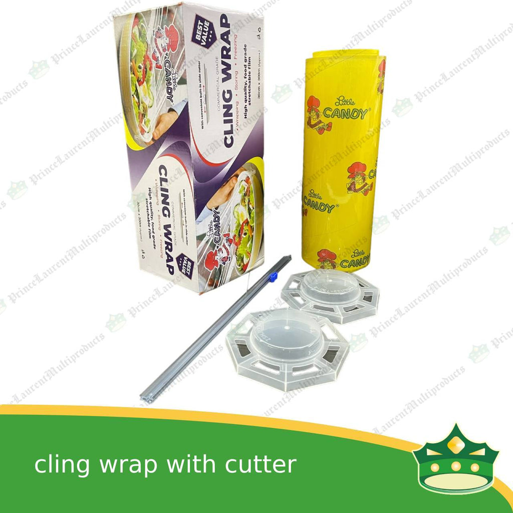 cling wrap polyvinyl food plastic wrap 30cm x 300m with cutter / slider for convenient food wrapping