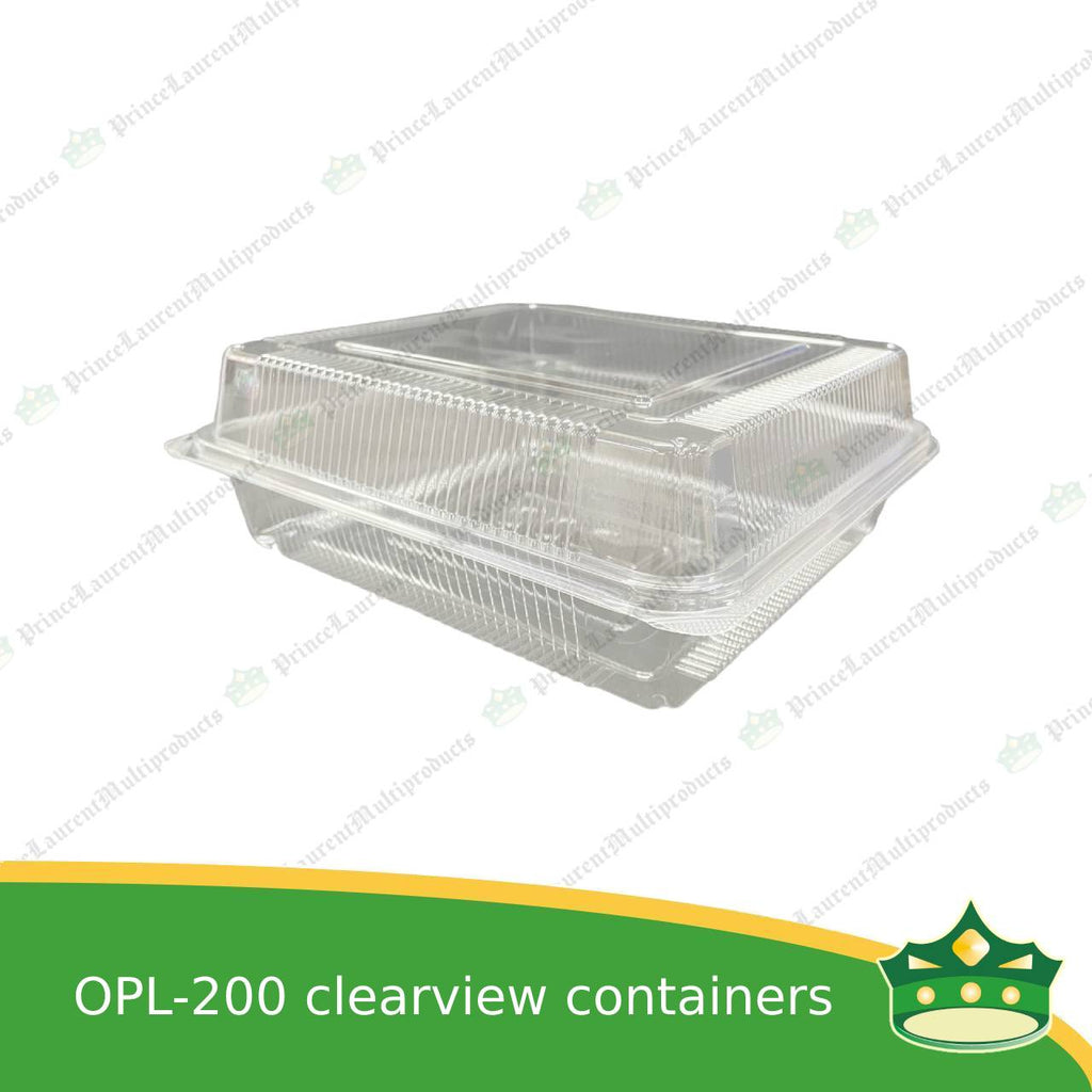 [50 pcs] clear clamshell OPL-200 LARGE OPS clearview food containers for any food products, muffins, cakes, chiffon, cupcakes, salad, fruit, baked goods
