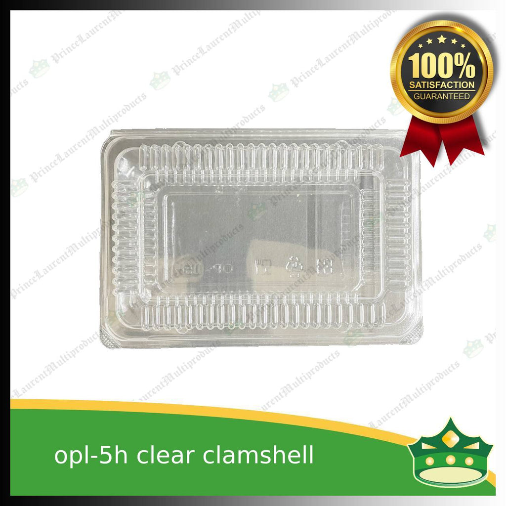 [1 case] clear clamshell OPL-5H C301 OPS clearview food containers for any food products, leche flans, tarts, macaroons, salad, fruits, baked goods