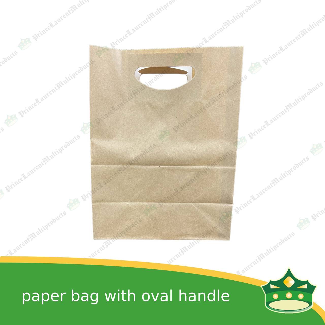 [50 pcs] kraft paper bag with oval handle small (207x122x279mm)