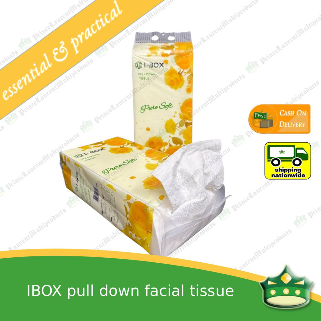 [1600 sheets] facial tissue pull down white 1600's IBOX for personal, office or household uses