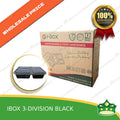 [150 pcs] iBox brand 3 division microwavable bento boxes black body clear cover for food packs & catering events parties meetings & many more