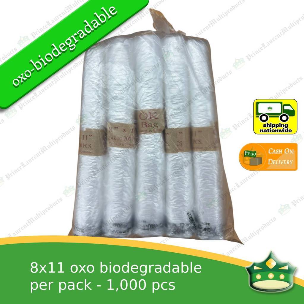 [1pack of 5rolls x 200s] 8x11 Biodegradable plastic bags / biodegradable Hd bags / plastic labo