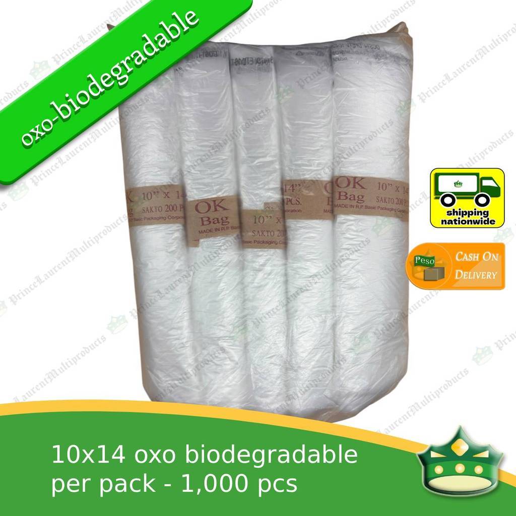 [1pack of 5rolls x 200pcs] 10x14 Biodegradable plastic bags / biodegradable Hd bags / plastic labo
